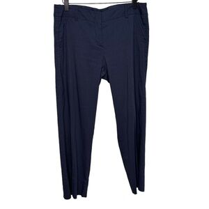 Theory Blue Linen Cropped Straight Leg Cropped Pants Size 8